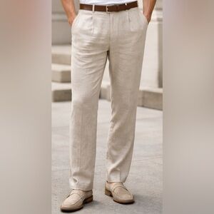 Brioni Cortina Linen Wool Trousers Made in Italy • Size 54 (US 37)